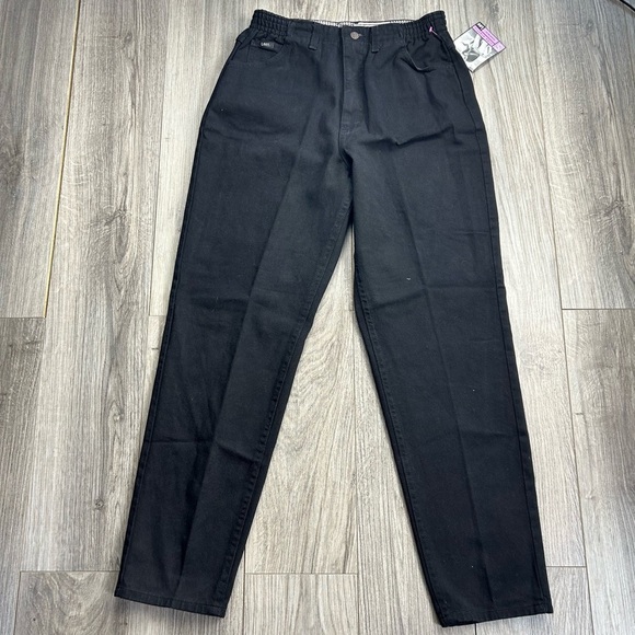 Vintage Lee Side Elastic Black Women‎ 12 (Runs Small) Tapered Jean NWT (USA) - Picture 2 of 5